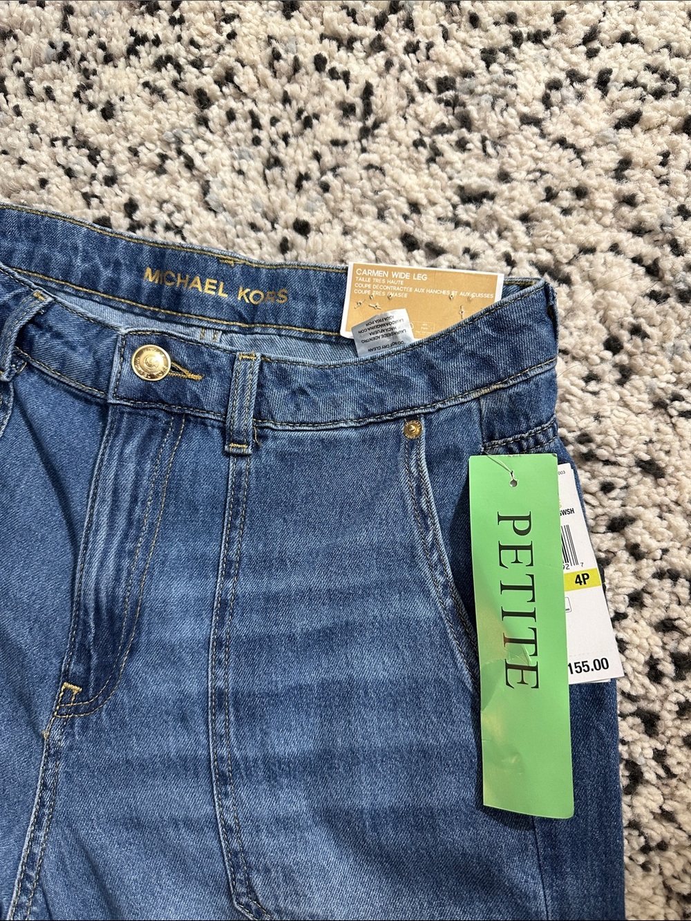Michael Kors Medium Blue High-Rise Wide Leg Jeans - Picture 2 of 13